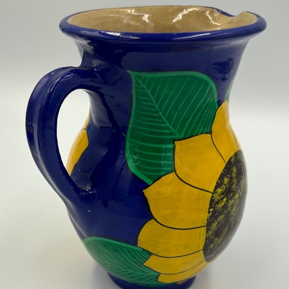 Vintage Mexican Talavera Pottery Sunflower Jug & Bowl Hand Painted Folk Art Boho - Picture 8 of 10